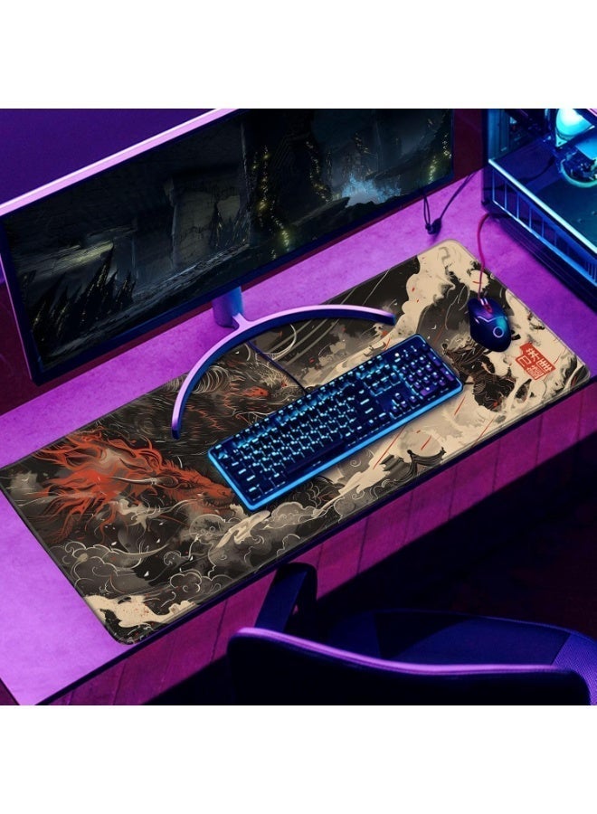 لوحة ماوس كبيرة للألعاب، سجادة مكتب ممتدة على شكل تنين صيني، وسادة مكتب كبيرة للوحة مفاتيح الكمبيوتر، لوحة ماوس بحواف مخيطة، (70 سم × 30 سم × 2 مم) وسادة مكتب مقاومة للماء للمكتب والمنزل - Image 3